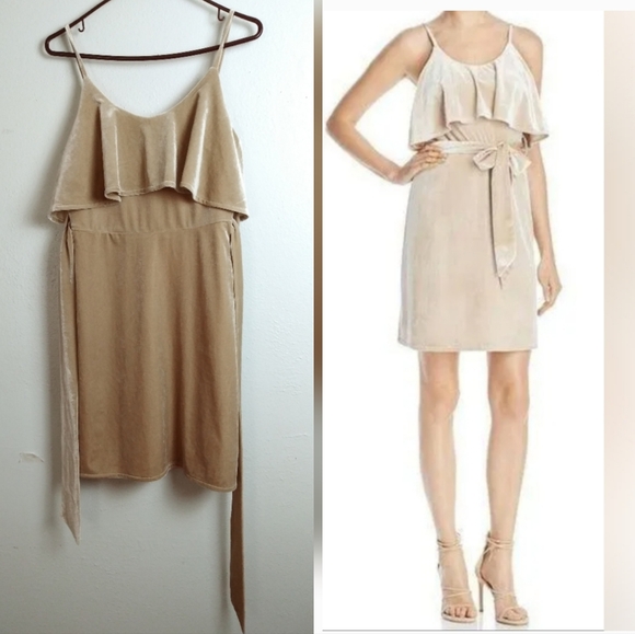 ELLIATT Thrill Strappy Dress Women's Size Small S Cream Stretch Velvet Elegant - Picture 1 of 11